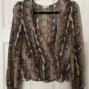 LPA small Snake Print Blouse faux wrap revolve